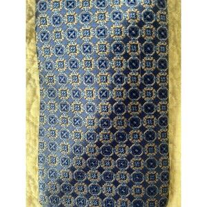 David Donahue Italian Navy Gold Silk Tie
